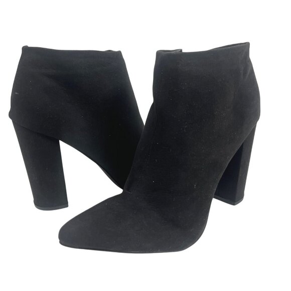 Shoedazzle Faux Suede Ankle Booties Women’s 9.5 Black High Heel Boots Fall - Picture 1 of 13